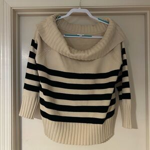 Le Lis Cream and Black Cowl Neck Sweater